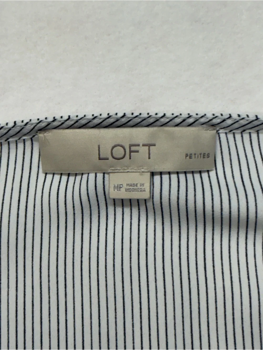LOFT Striped Ruffle Sleeve Shell Top - Blue & White - Picture 3 of 7